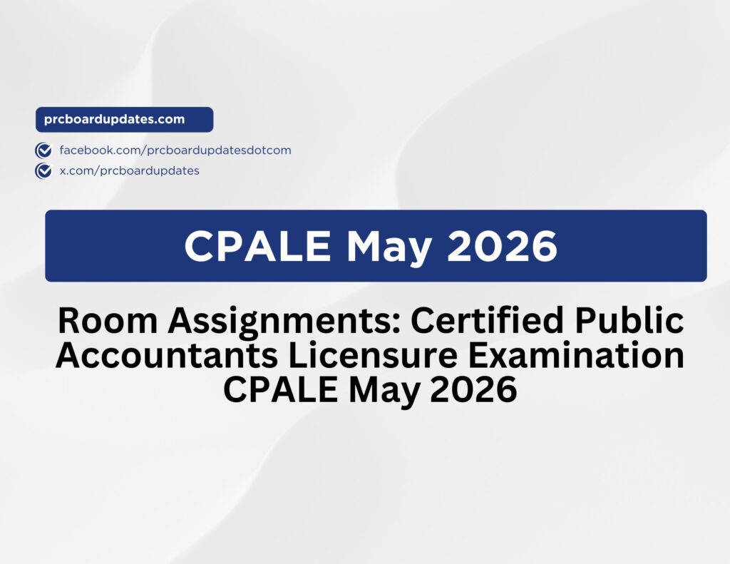 Room Assignments: Certified Public Accountants Licensure Examination CPALE May 2026