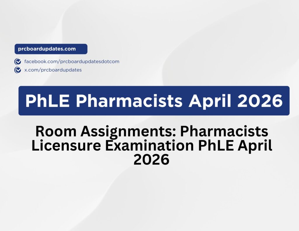 Room Assignments: Pharmacists Licensure Examination PhLE April 2026