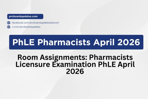Room Assignments: Pharmacists Licensure Examination PhLE April 2026