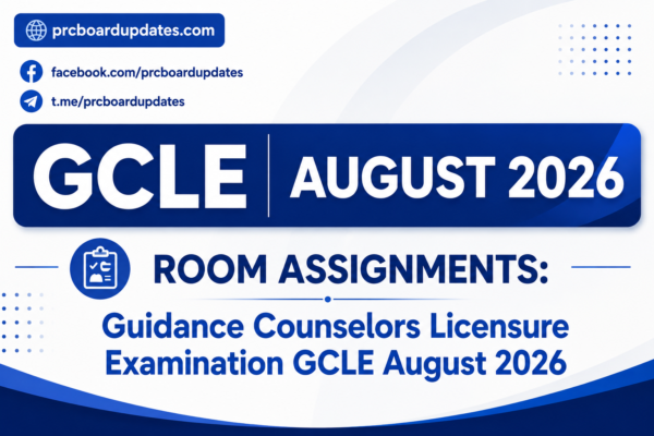 Room Assignments: Guidance Counselors Licensure Examination GCLE August 2026