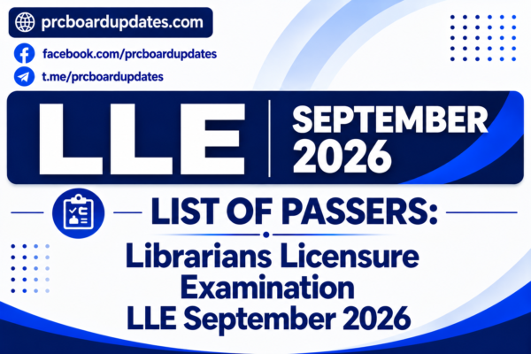 List of Passers: Librarians Licensure Examination LLE September 2026