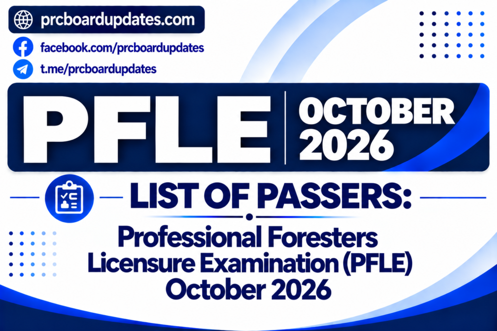 List of Passers: Professional Foresters Licensure Examination PFLE October 2026
