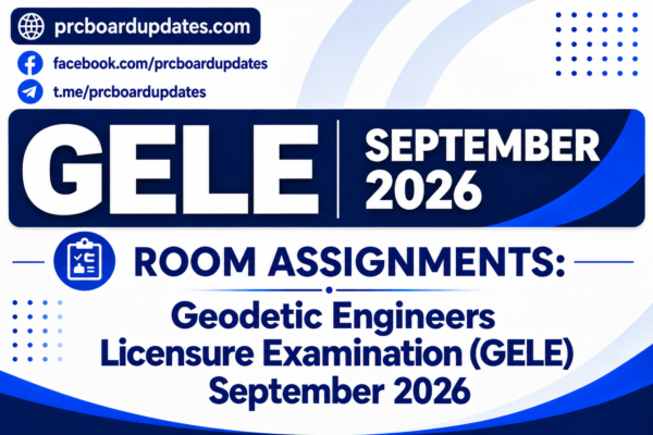 Room Assignments: Geodetic Engineers Licensure Examination GELE September 2026