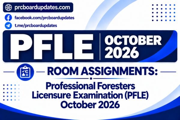 Room Assignments: Professional Foresters Licensure Examination PFLE October 2026