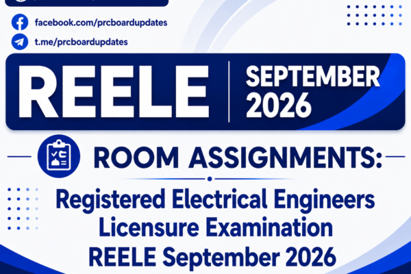 Room Assignments: Registered Electrical Engineers Licensure Examination REELE September 2026