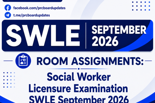 Room Assignments: Social Worker Licensure Examination SWLE September 2026