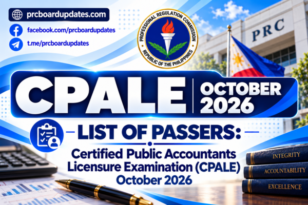List of Passers: Certified Public Accountants Licensure Examination CPALE October 2026