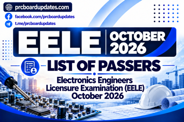 List of Passers: Electronics Engineers Licensure Examination EELE October 2026