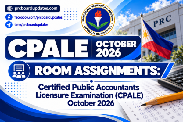 Room Assignments: Certified Public Accountants Licensure Examination CPALE October 2026