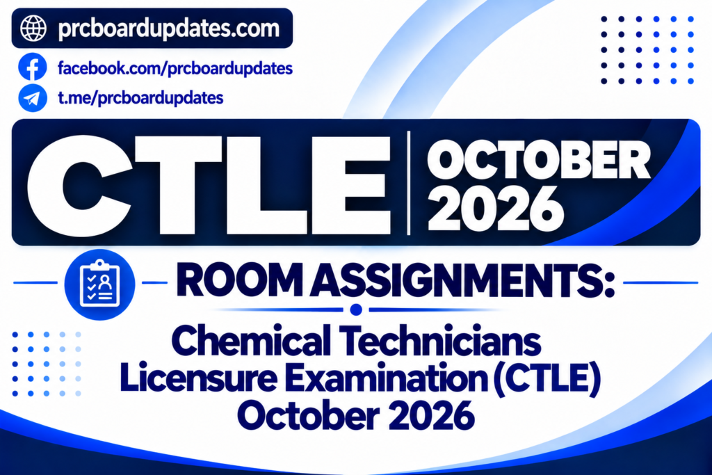 Room Assignments: Chemical Technicians Licensure Examination CTLE October 2026