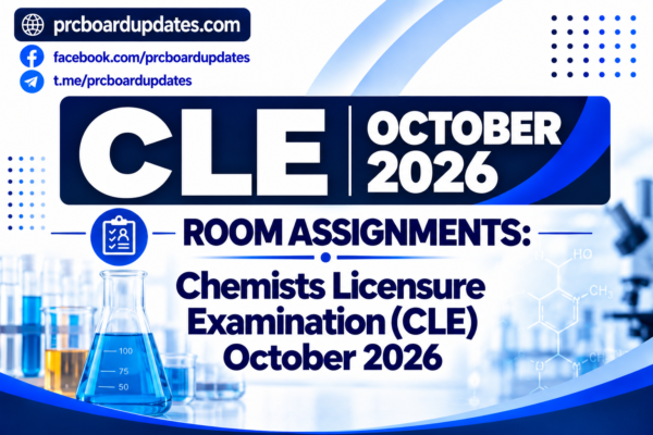 Room Assignments: Chemists Licensure Examination CLE October 2026
