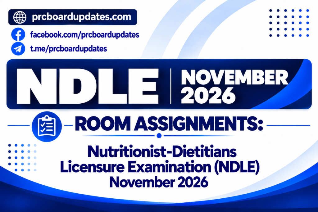 Room Assignments: Nutritionist-Dietitians Licensure Examination NDLE November 2026